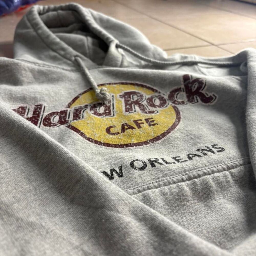 Hard-rock-cafe Women's Grey and Cream Hoodie